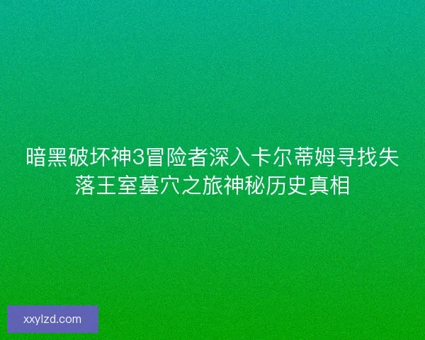 暗黑破坏神3冒险者深入卡尔蒂姆寻找失落王室墓穴之旅神秘历史真相
